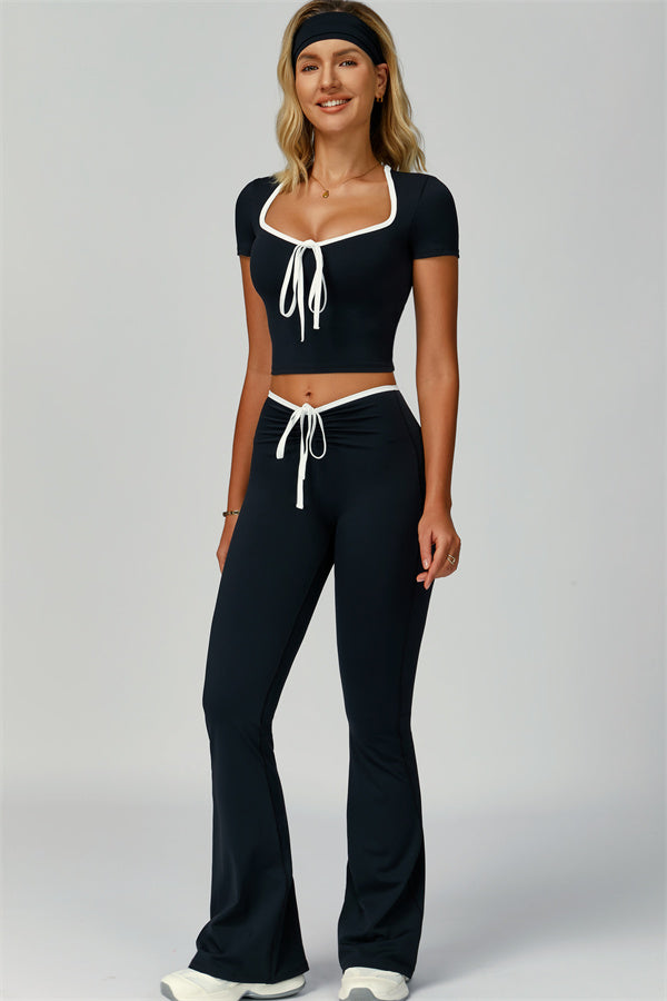 The Skyline Tie Top Flared Leggings 2-Piece Set