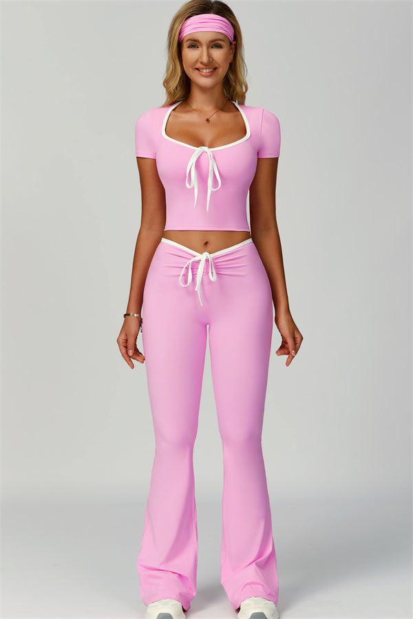 The Skyline Tie Top Flared Leggings 2-Piece Set