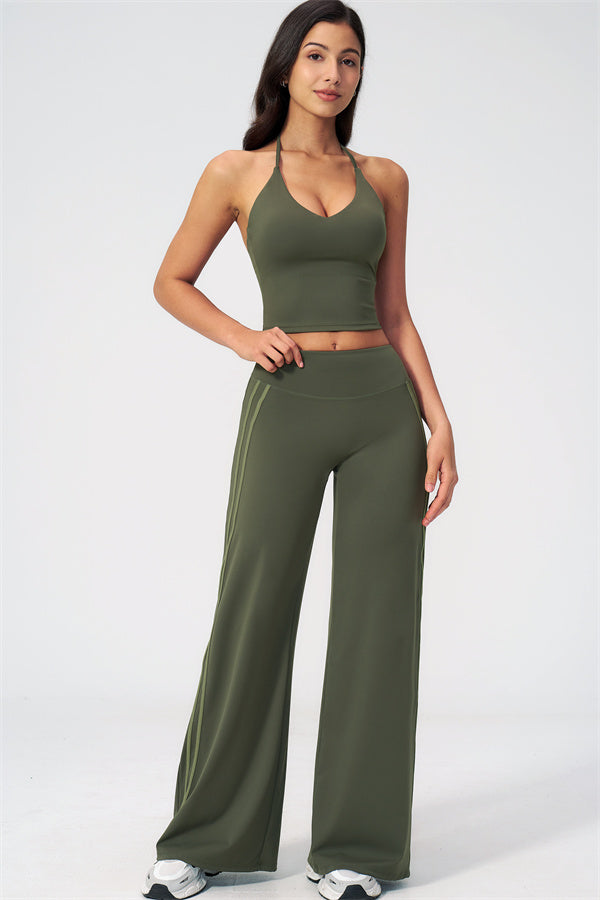 The Evoke Crop Top Straight Leg Pants 2-Piece Set