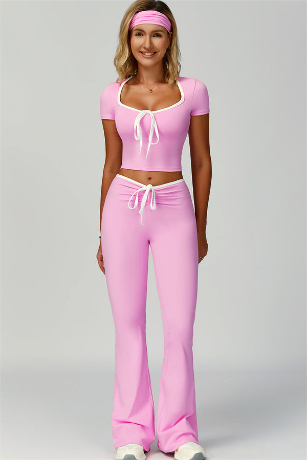 The Skyline Tie Top Flared Leggings 2-Piece Set