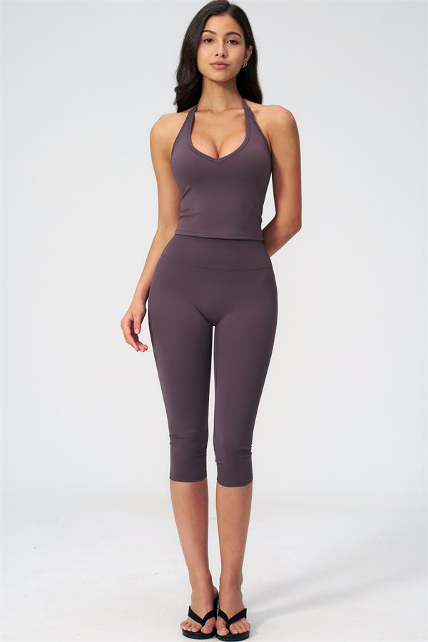 The Twirl Halter Tank Top Capri Leggings 2-Piece Set
