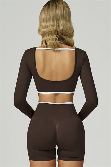 The Prime Line Long Sleeve Crop Top Shorts 2-Piece Set