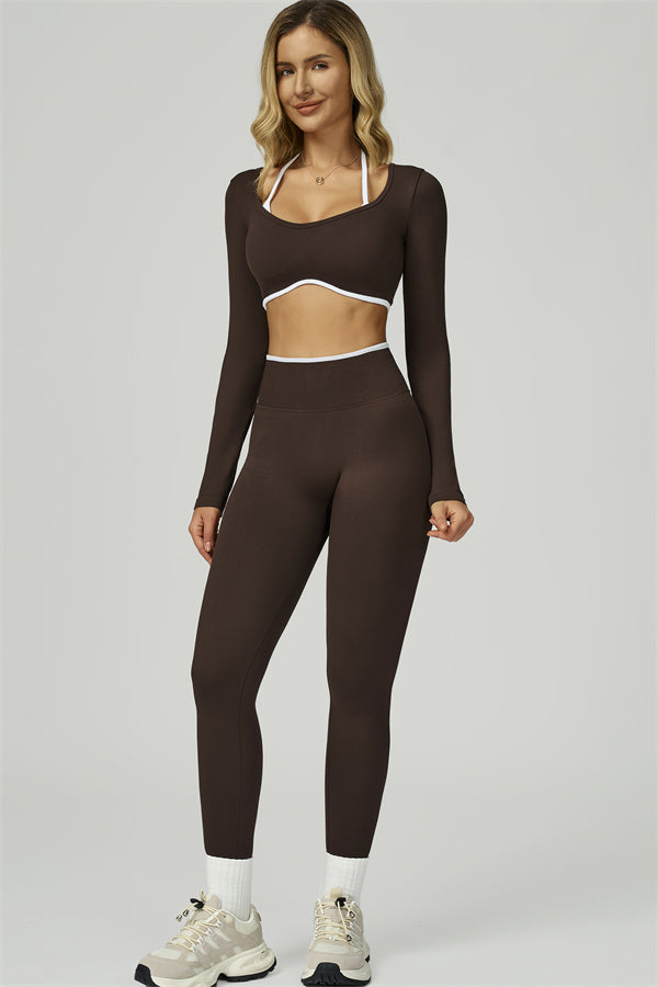 The Prime Line Long Sleeve Crop Top Leggings 2-Piece Set