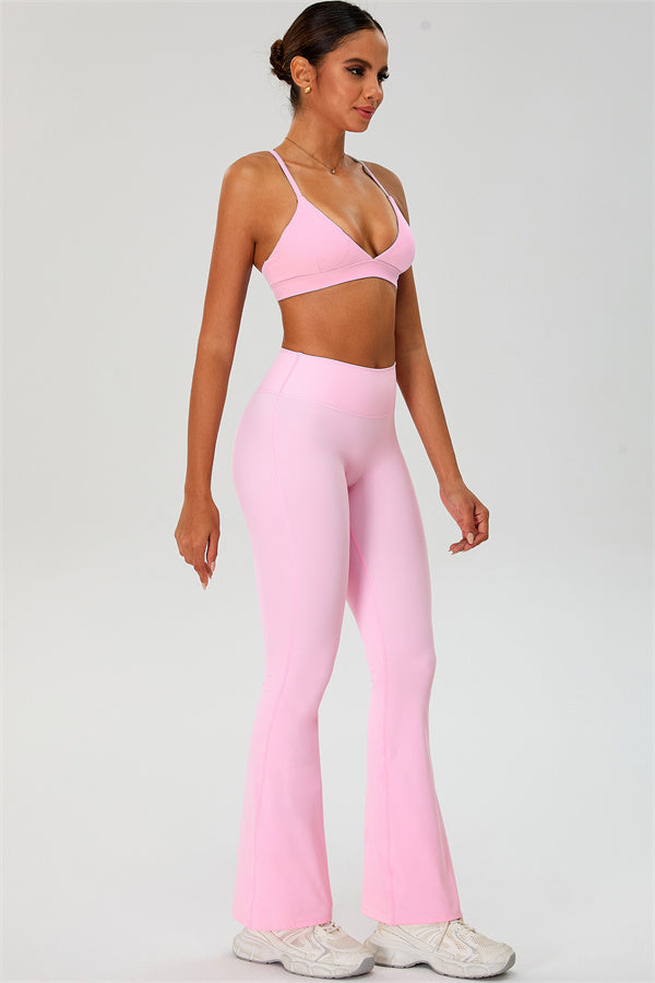 The Ember Sports Bra Crop Top Flared Leggings 3-Piece Set
