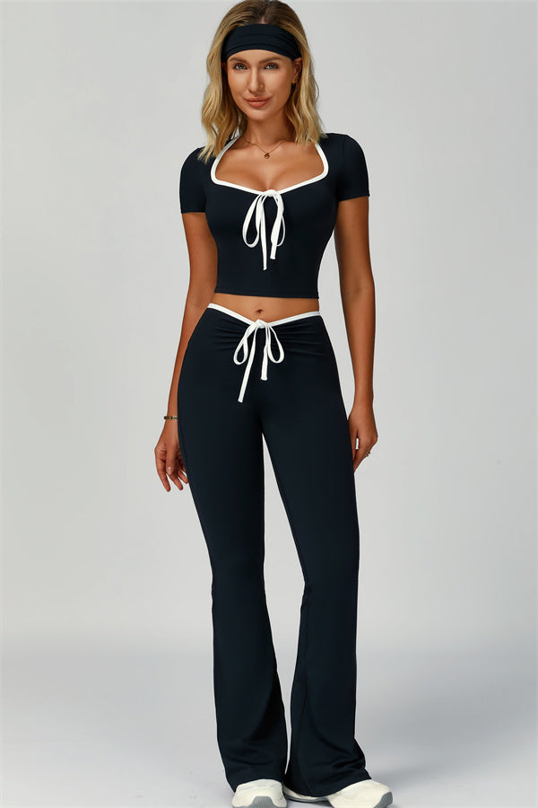 The Skyline Tie Top Flared Leggings 2-Piece Set