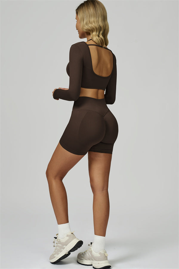 The Prime Long Sleeve Crop Top Shorts 2-Piece Set