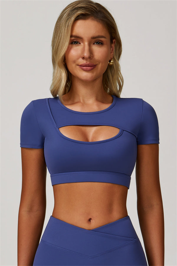 The Lavish Cut-out Crop Top Flared Leggings 2-Piece Set