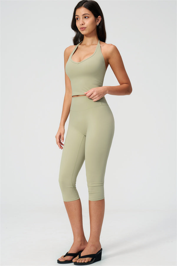 The Twirl Halter Tank Top Capri Leggings 2-Piece Set