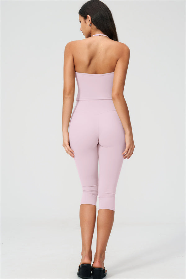 The Twirl Halter Tank Top Capri Leggings 2-Piece Set