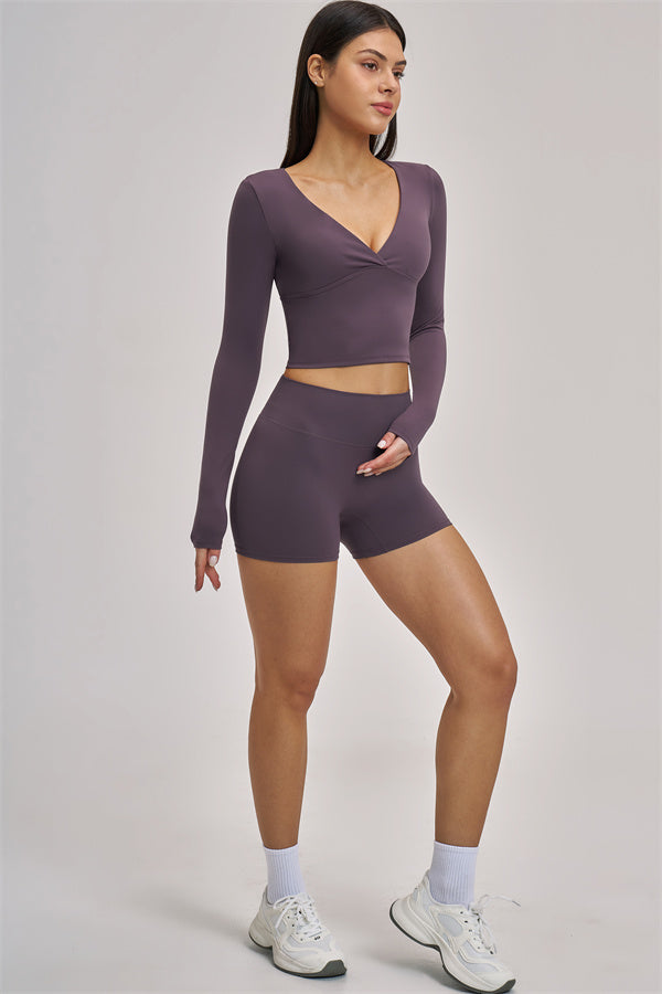 The Swoon Long Sleeve Crop top Shorts 2-Piece Set