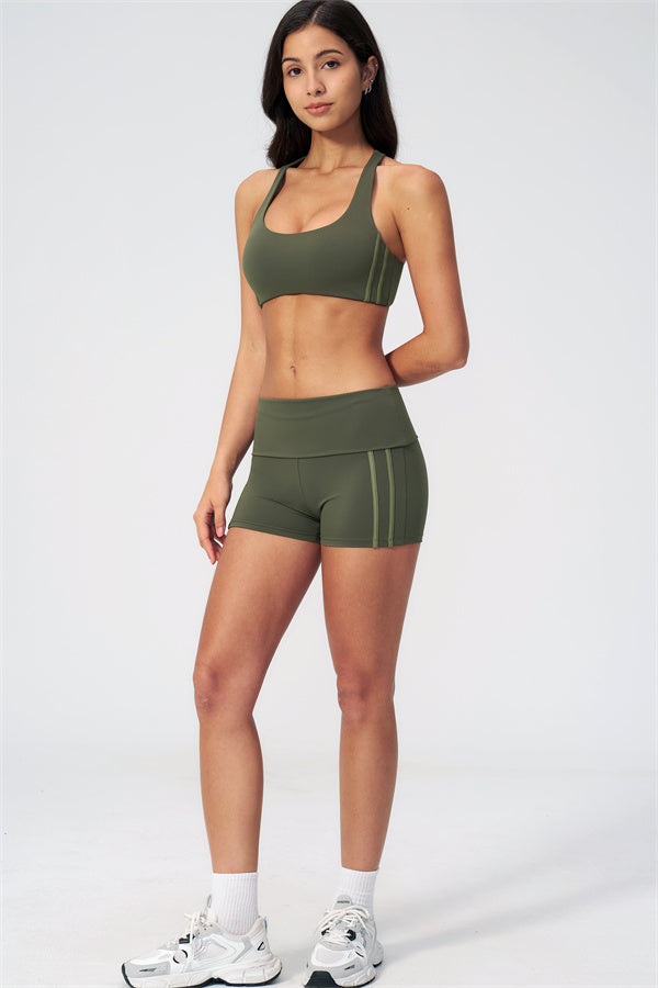 The Evoke Racerback Sports Bra Shorts 2-Piece Set