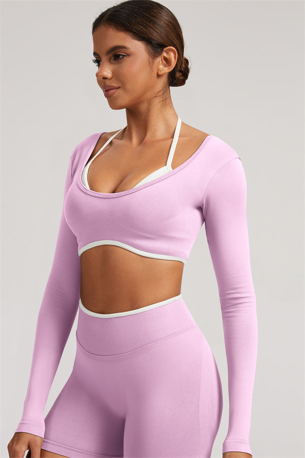 The Elevate Long Sleeve Crop top Shorts 2-Piece Set