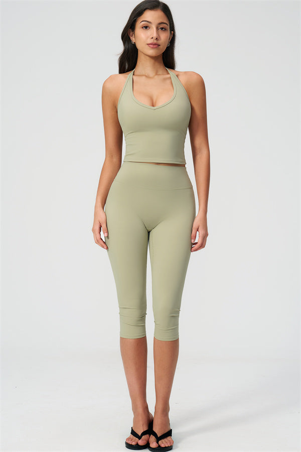 The Twirl Halter Tank Top Capri Leggings 2-Piece Set