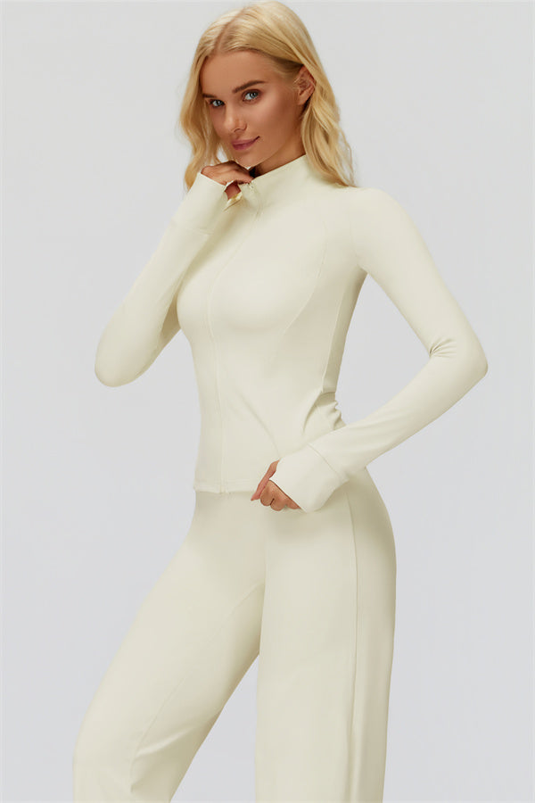 The FemmeFit Zip Jacket Straight Leg Pants 2-Piece Set