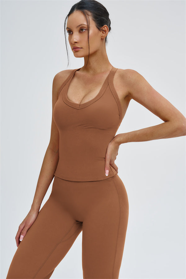 The Slate Cross Back Top Flared Leggings 2-Piece Set