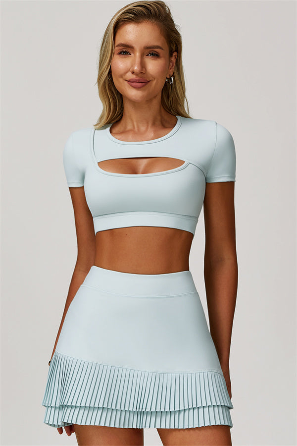 The Lavish Cut-out Crop Top Tennis Skirt 2-Piece Set