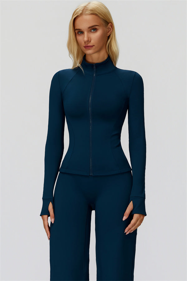 The FemmeFit Zip Jacket Straight Leg Pants 2-Piece Set