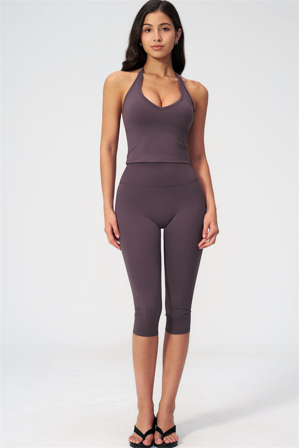 The Twirl Halter Tank Top Capri Leggings 2-Piece Set