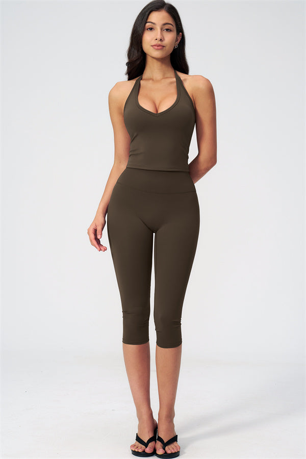 The Twirl Halter Tank Top Capri Leggings 2-Piece Set