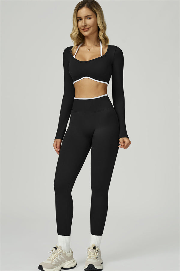 The Prime Line Long Sleeve Crop Top Leggings 2-Piece Set