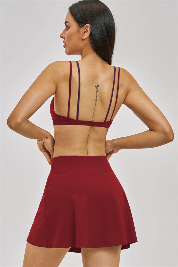 The Seraphine Layered V Sports Bra Skirt 2-Piece Set