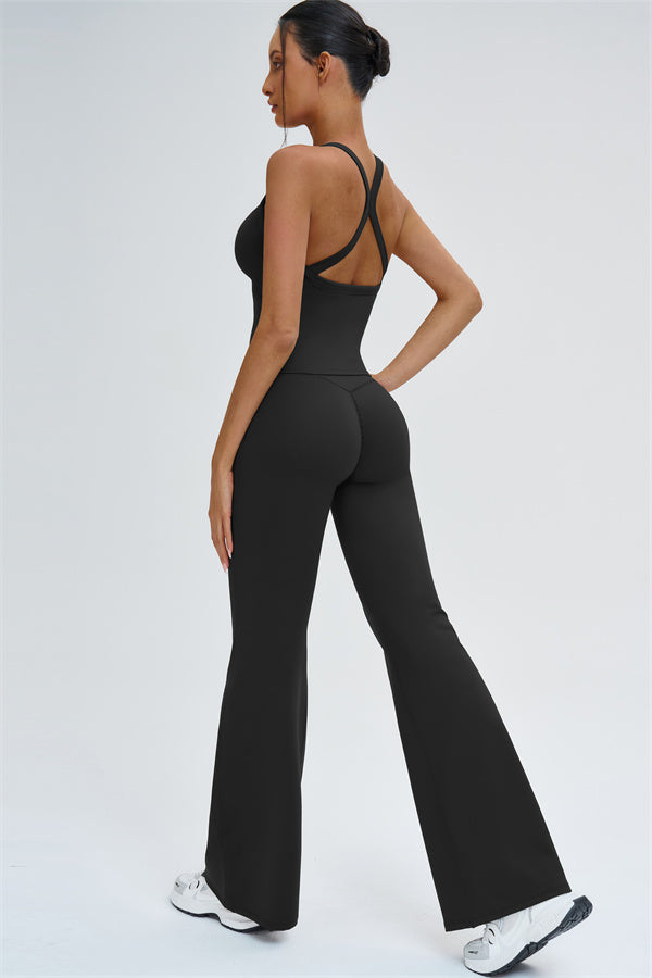 The Slate Cross Back Top Flared Leggings 2-Piece Set