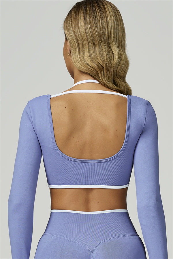 The Prime Line Long Sleeve Crop Top Shorts 2-Piece Set