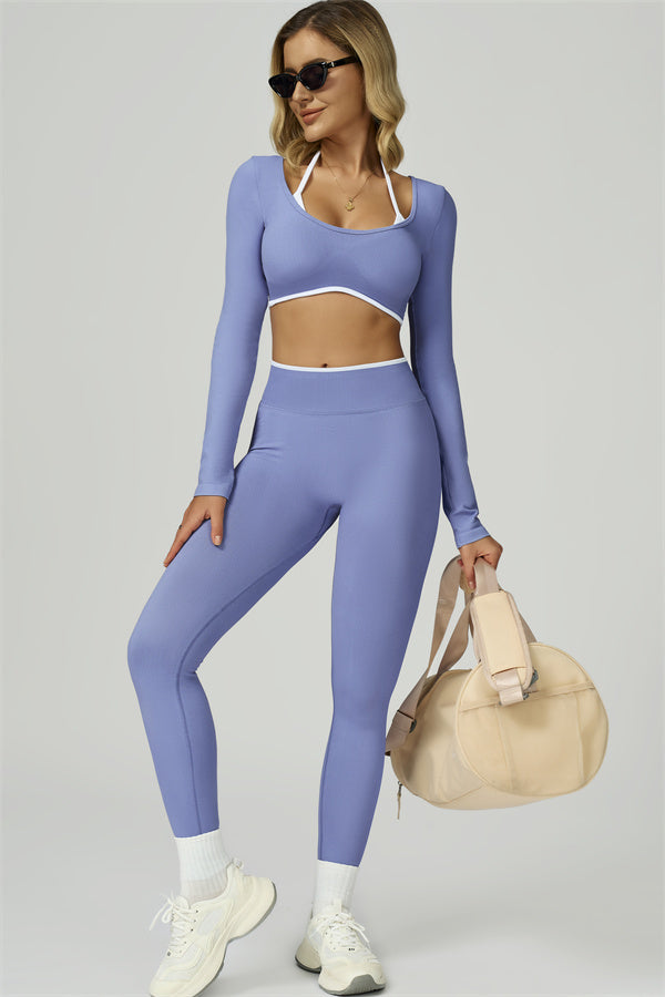 The Prime Line Long Sleeve Crop Top Leggings 2-Piece Set