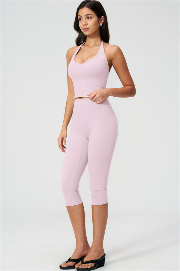 The Twirl Halter Tank Top Capri Leggings 2-Piece Set
