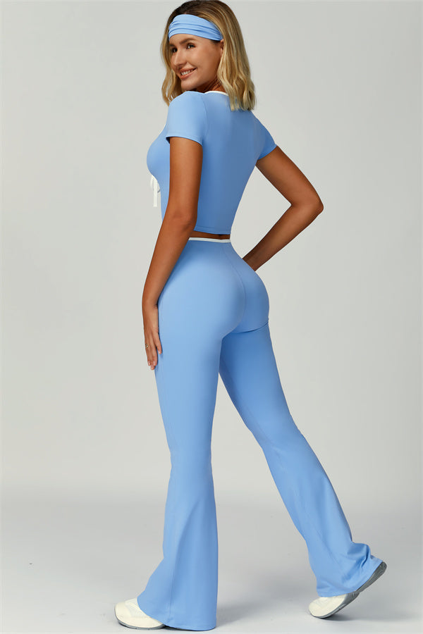 The Skyline Tie Top Flared Leggings 2-Piece Set
