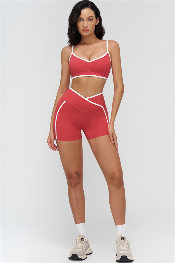 The Crave Contrast Sports Bra Shorts 2-Piece Set