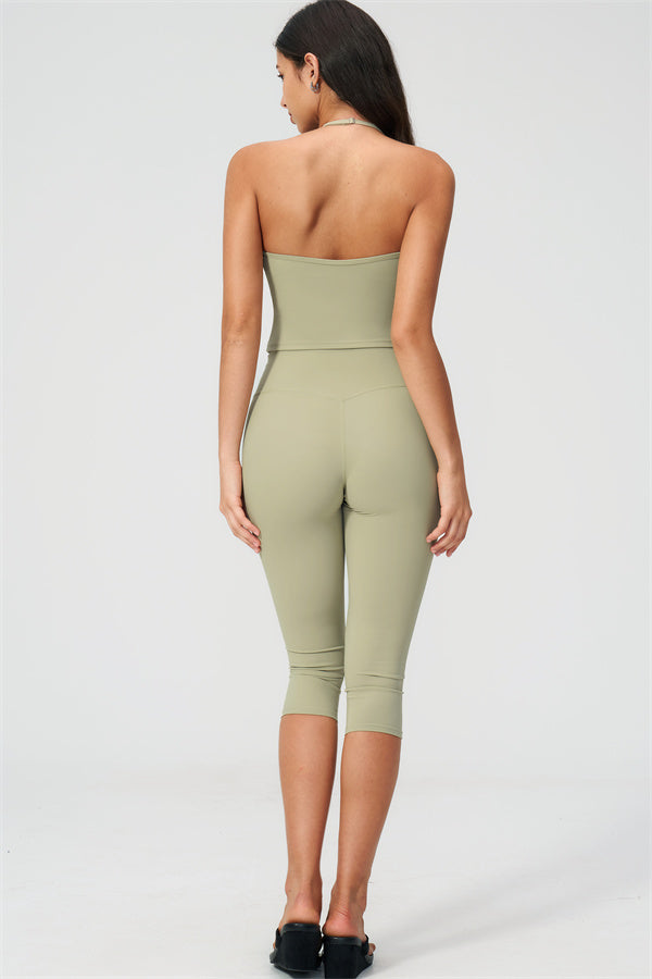 The Twirl Halter Tank Top Capri Leggings 2-Piece Set