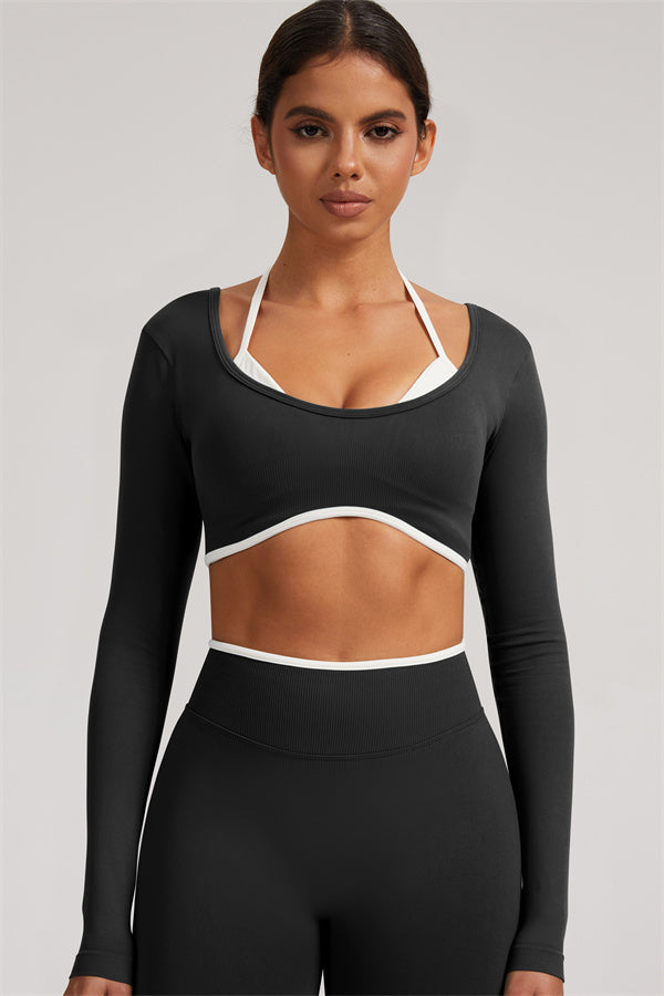 The Elevate Long Sleeve Crop top Shorts 2-Piece Set