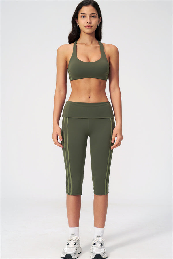 The Evoke Racerback Sports Bra Capri Leggings 2-Piece Set