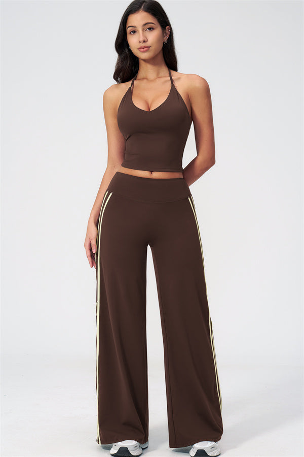 The Evoke Crop Top Straight Leg Pants 2-Piece Set