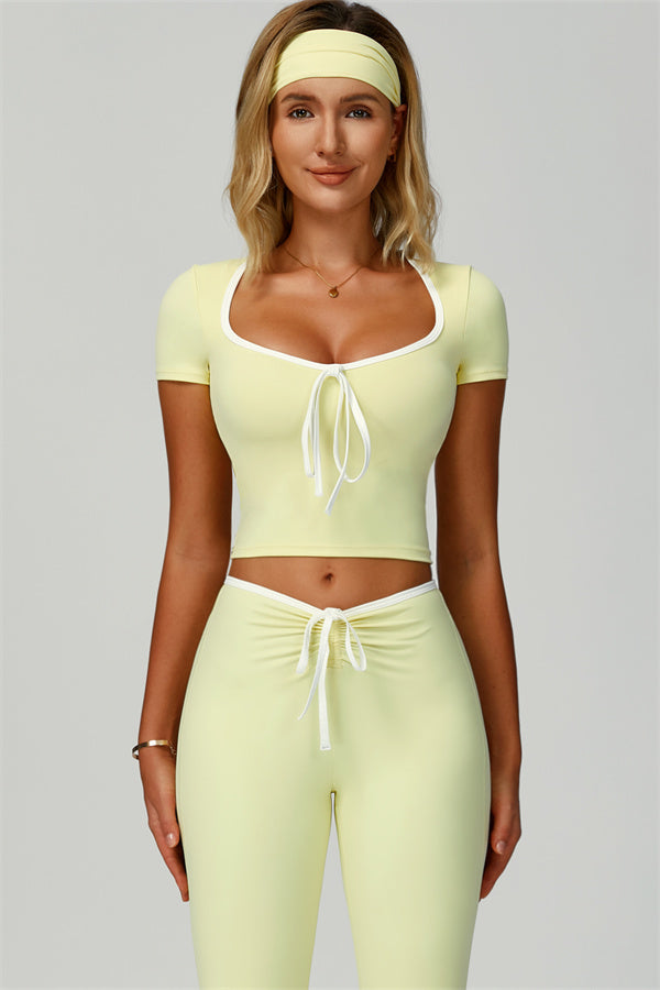 The Skyline Tie Top Flared Leggings Headband 3-Piece Set