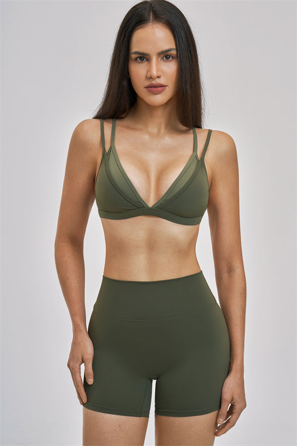 The New Seraphine Layered V Sports Bra Shorts 2-Piece Set