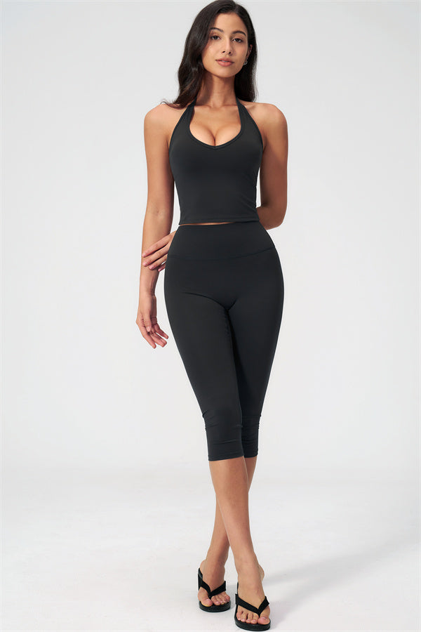 The Twirl Halter Tank Top Capri Leggings 2-Piece Set