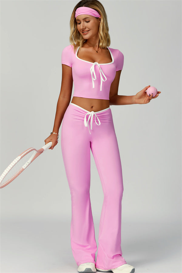 The Skyline Tie Top Flared Leggings 2-Piece Set