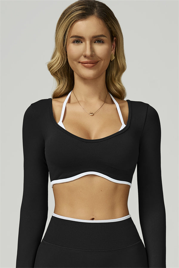 The Prime Line Long Sleeve Crop Top Leggings 2-Piece Set