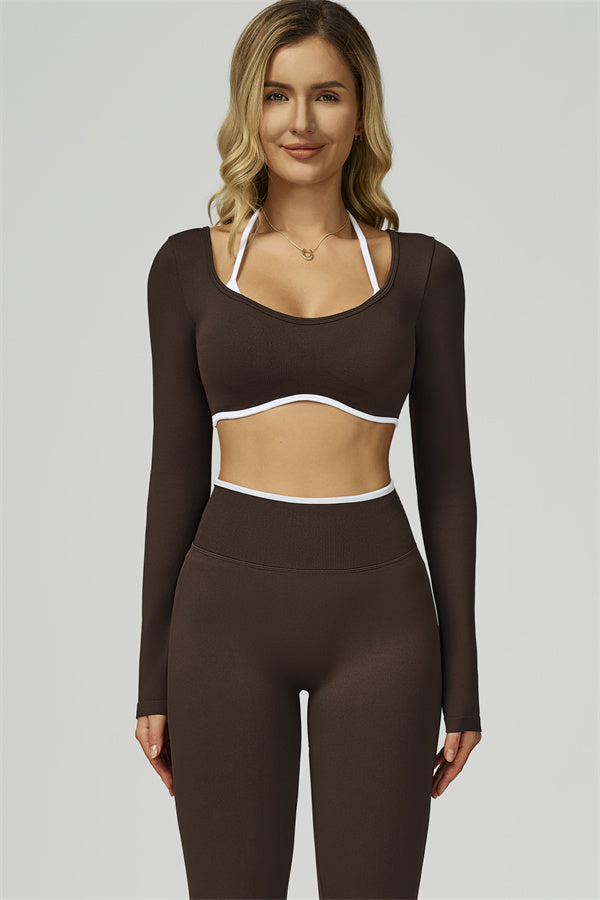 The Prime Line Long Sleeve Crop Top Leggings 2-Piece Set