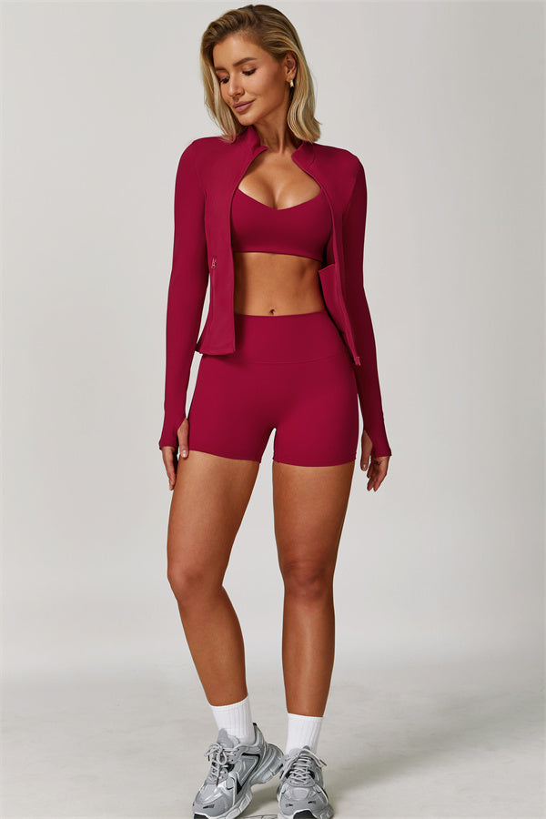 The Refresh Jacket Sports Bra Shorts 3-Piece Set