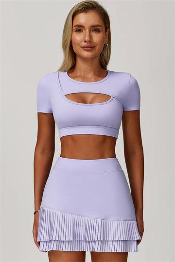 The Lavish Cut-out Crop Top Tennis Skirt 2-Piece Set