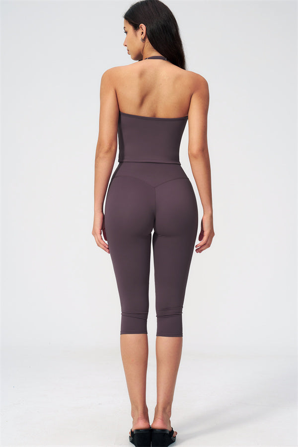 The Twirl Halter Tank Top Capri Leggings 2-Piece Set