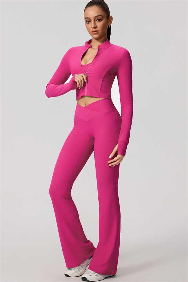 The Daze Zip Jacket Flared Leggings 2-Piece Set