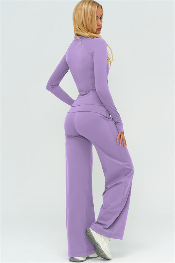 The Twirl Zip Jacket Sports Bra Straight Leg Pants 3-Piece Set
