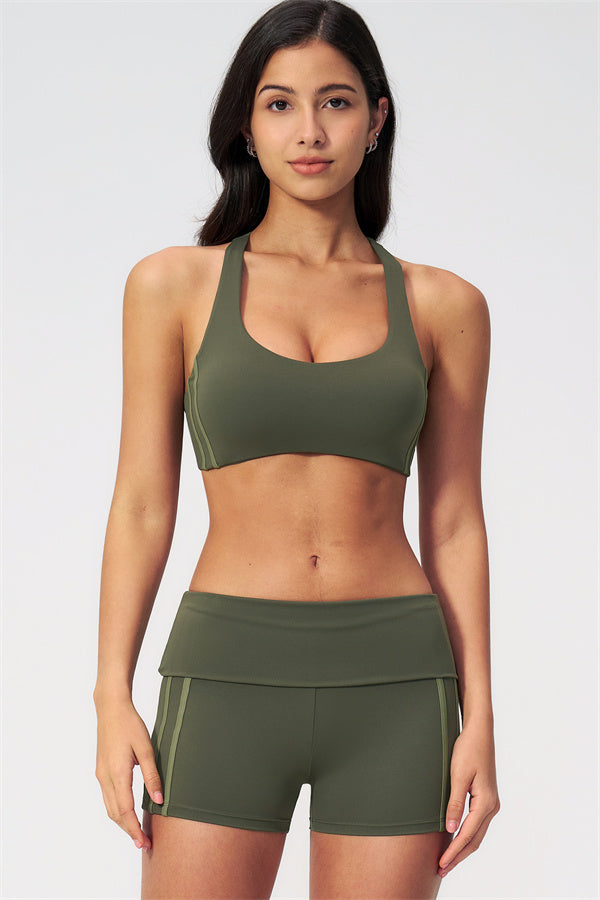 The Evoke Racerback Sports Bra Shorts 2-Piece Set
