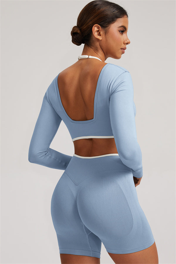 The Elevate Long Sleeve Crop top Shorts 2-Piece Set
