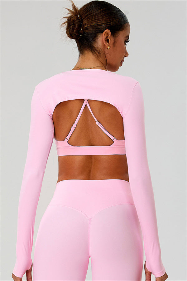 The Ember Sports Bra Crop Top Flared Leggings 3-Piece Set
