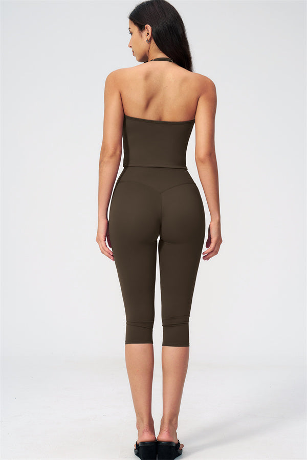 The Twirl Halter Tank Top Capri Leggings 2-Piece Set